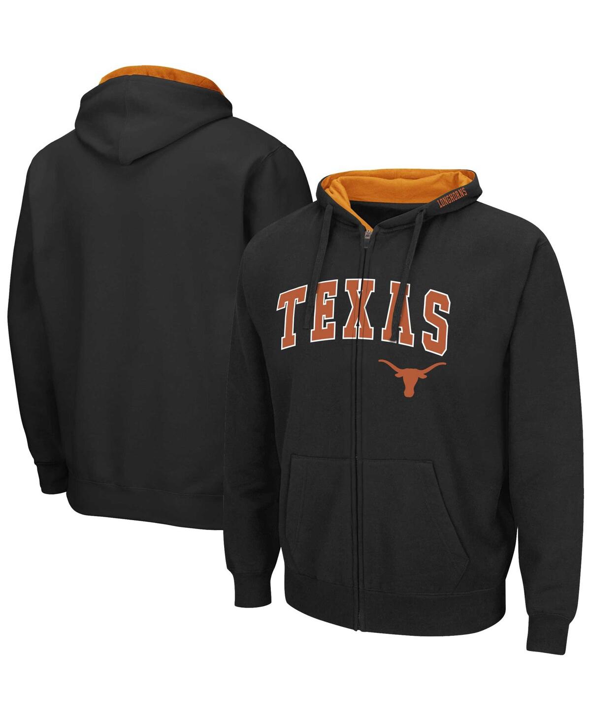 Colosseum Men's  Black Texas Longhorns Arch & Team Logo 3.0 Full-zip Hoodie