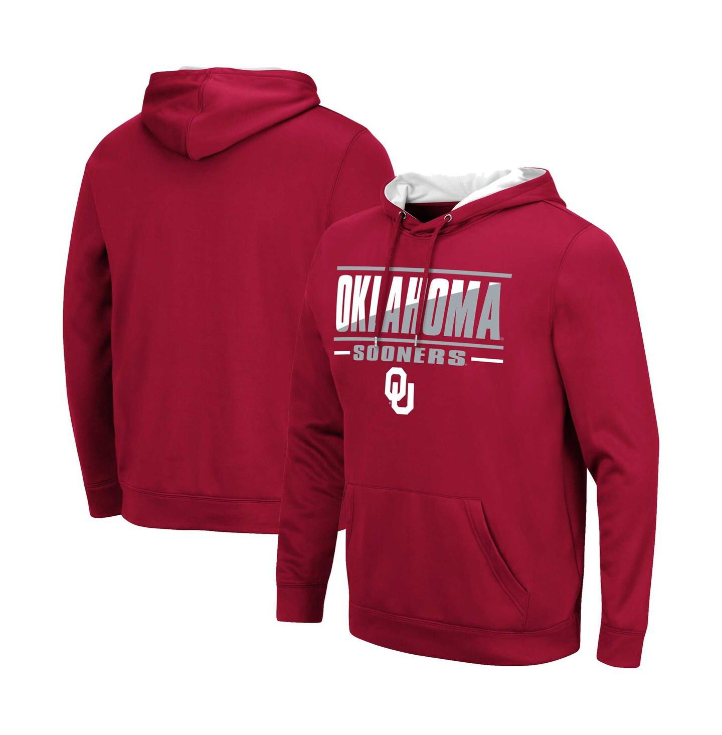 Мужское худи Colosseum Oklahoma Sooners Slash Stack 2.0 Pullover, цвет: Малиновый — фото 1