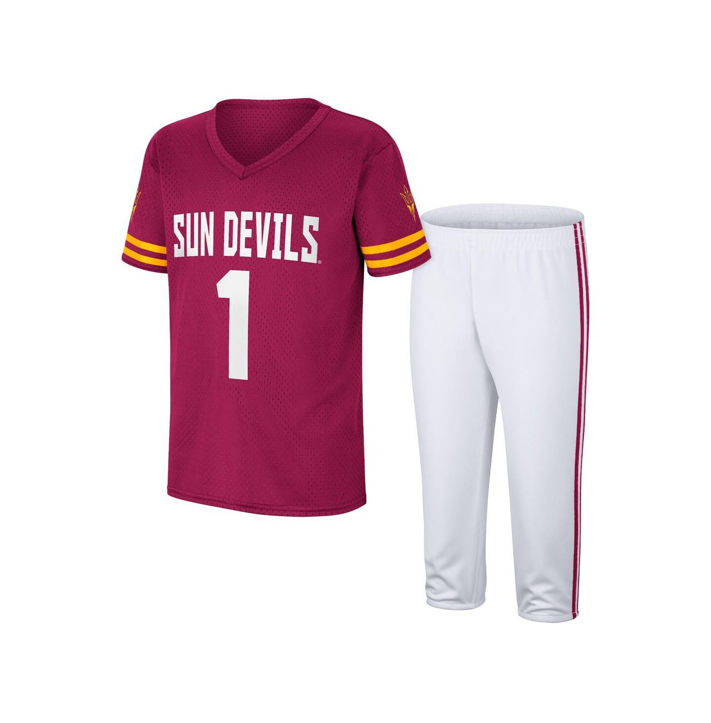 Colosseum Big Boys Maroon, White Arizona State Sun Devils Football Jersey and Pants Set — фото 1