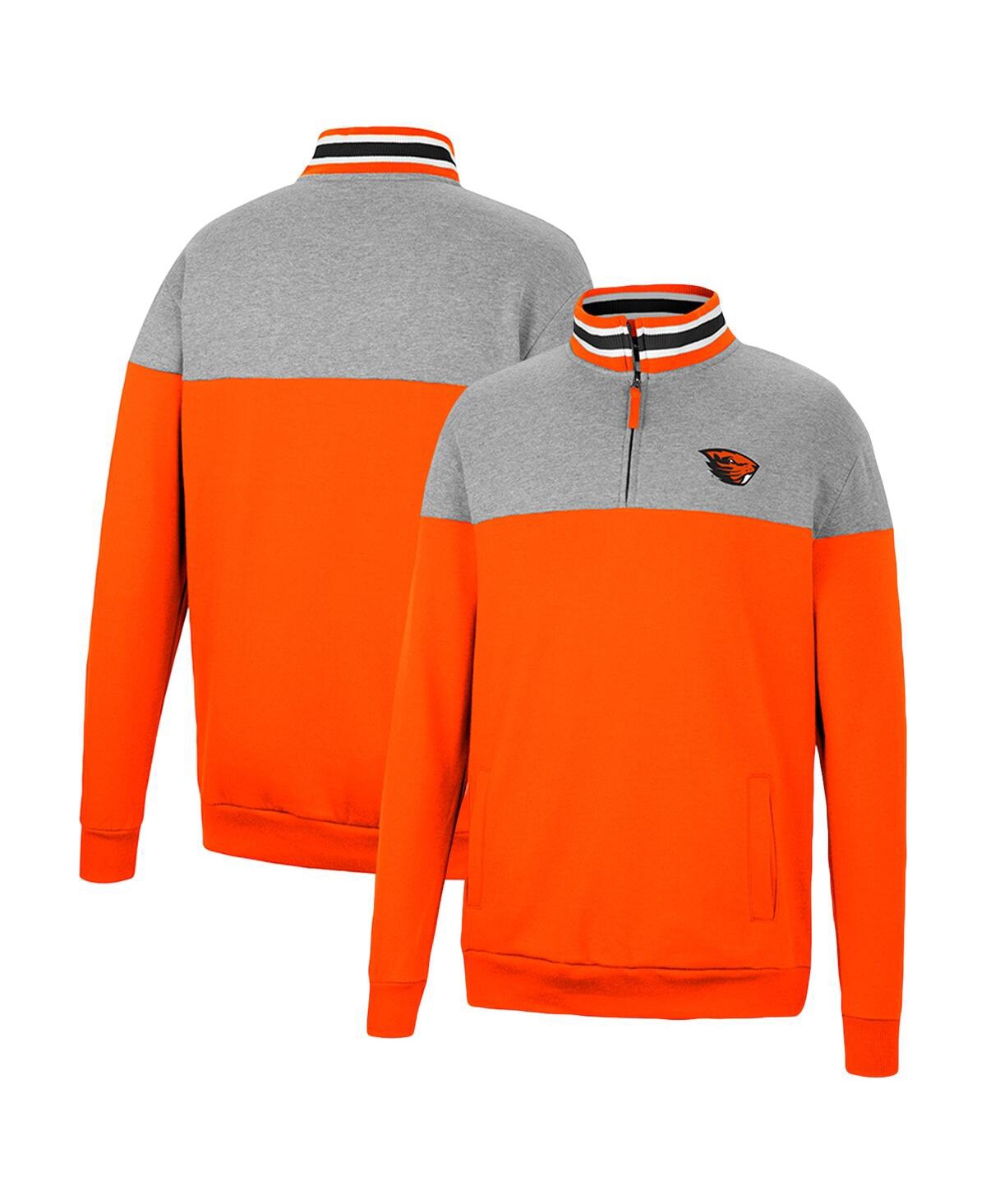 Colosseum Men's  Heathered Gray, Orange Oklahoma State Cowboys Be The Ball Quarter-zip Top In Heathered Gray,orange
