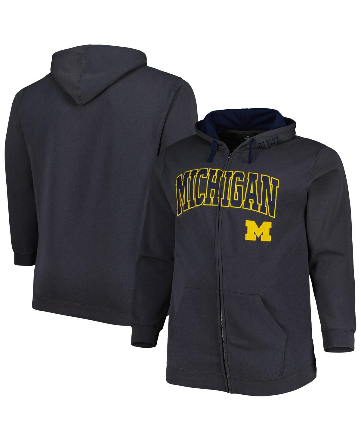 Colosseum Men's  Charcoal Michigan Wolverines Big And Tall Team Full-zip Hoodie In Charcoal
