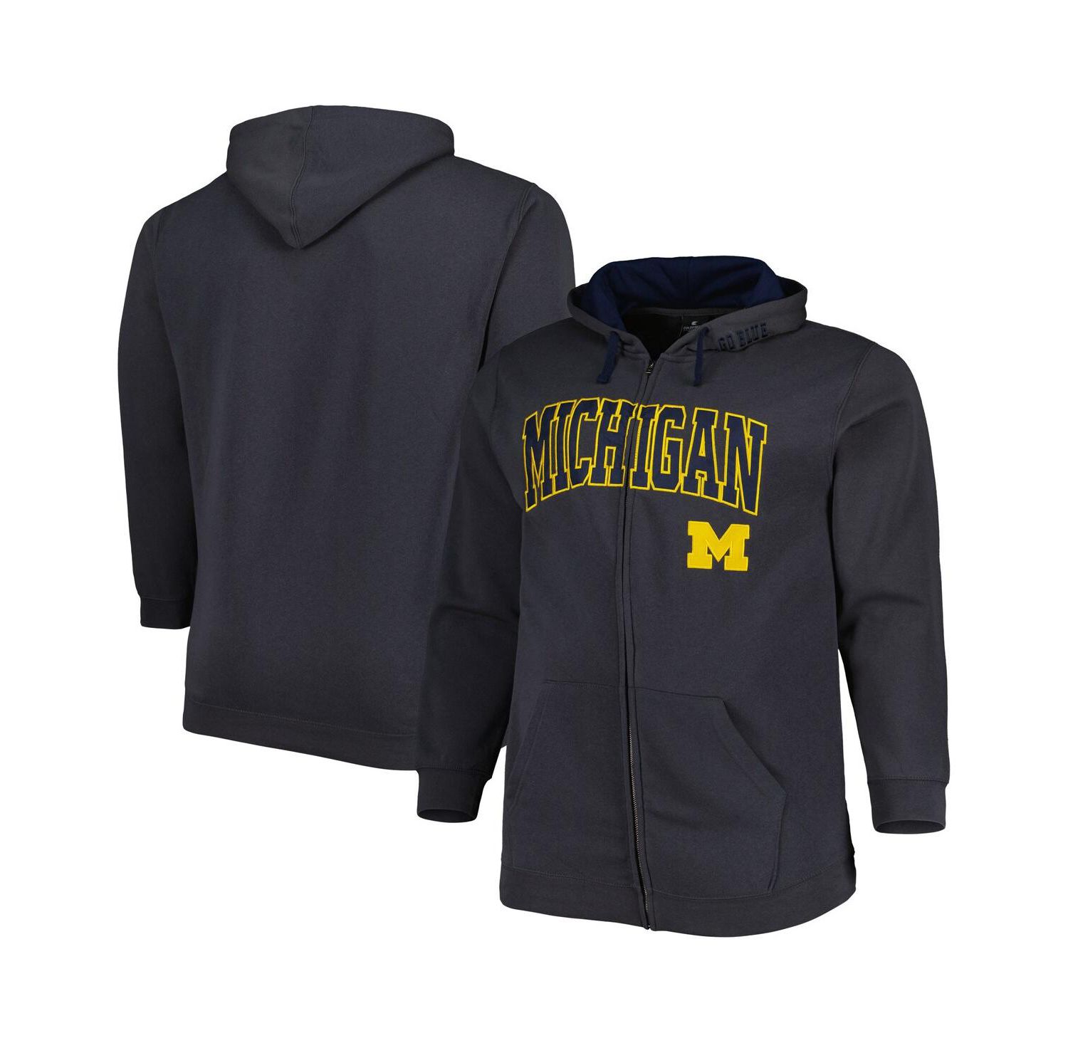 Men's Charcoal Michigan Wolverines Big and Tall Team Full-Zip Hoodie