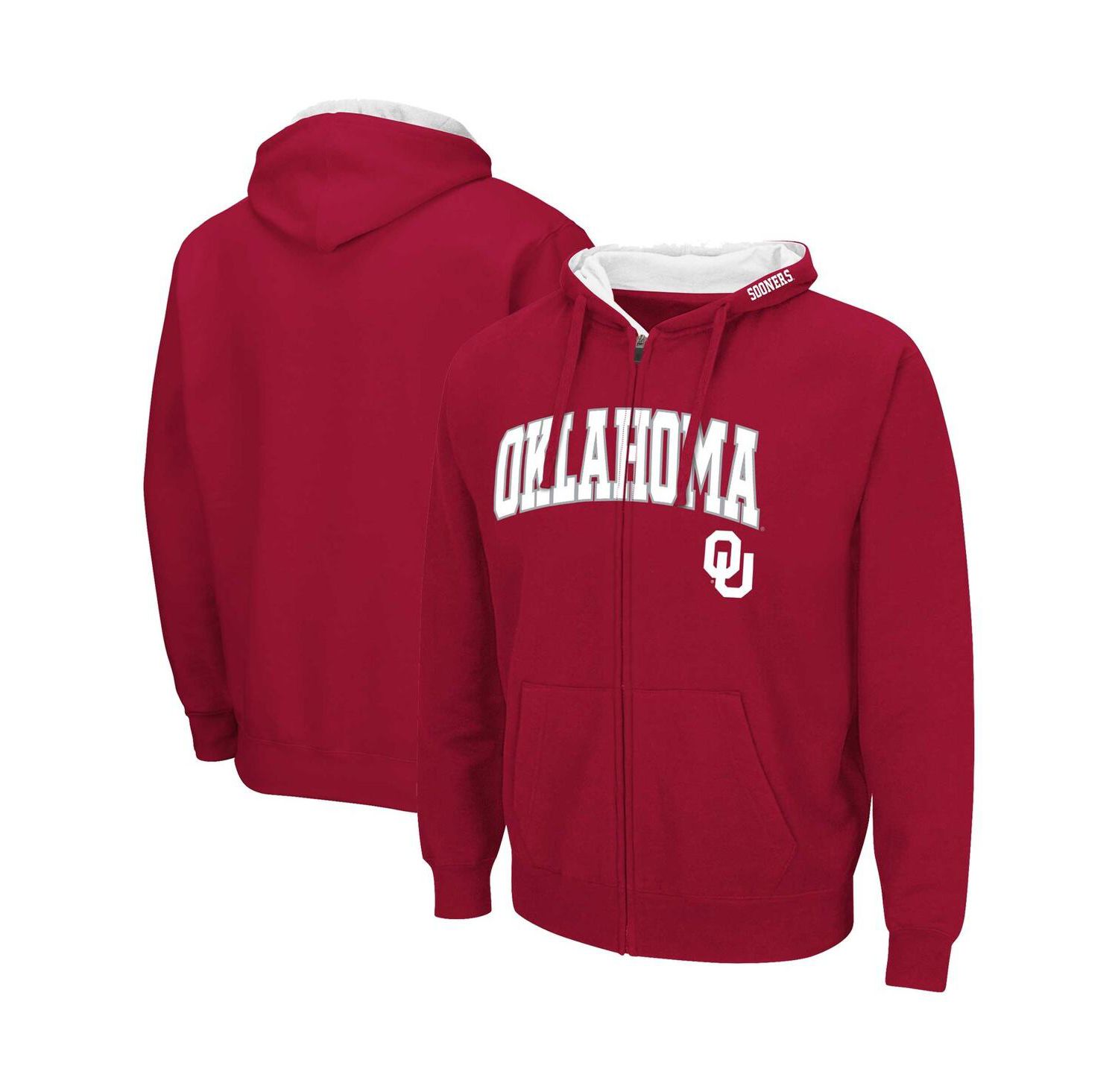 Men's Crimson Oklahoma Sooners Arch & Team Logo 3.0 Full-Zip Hoodie