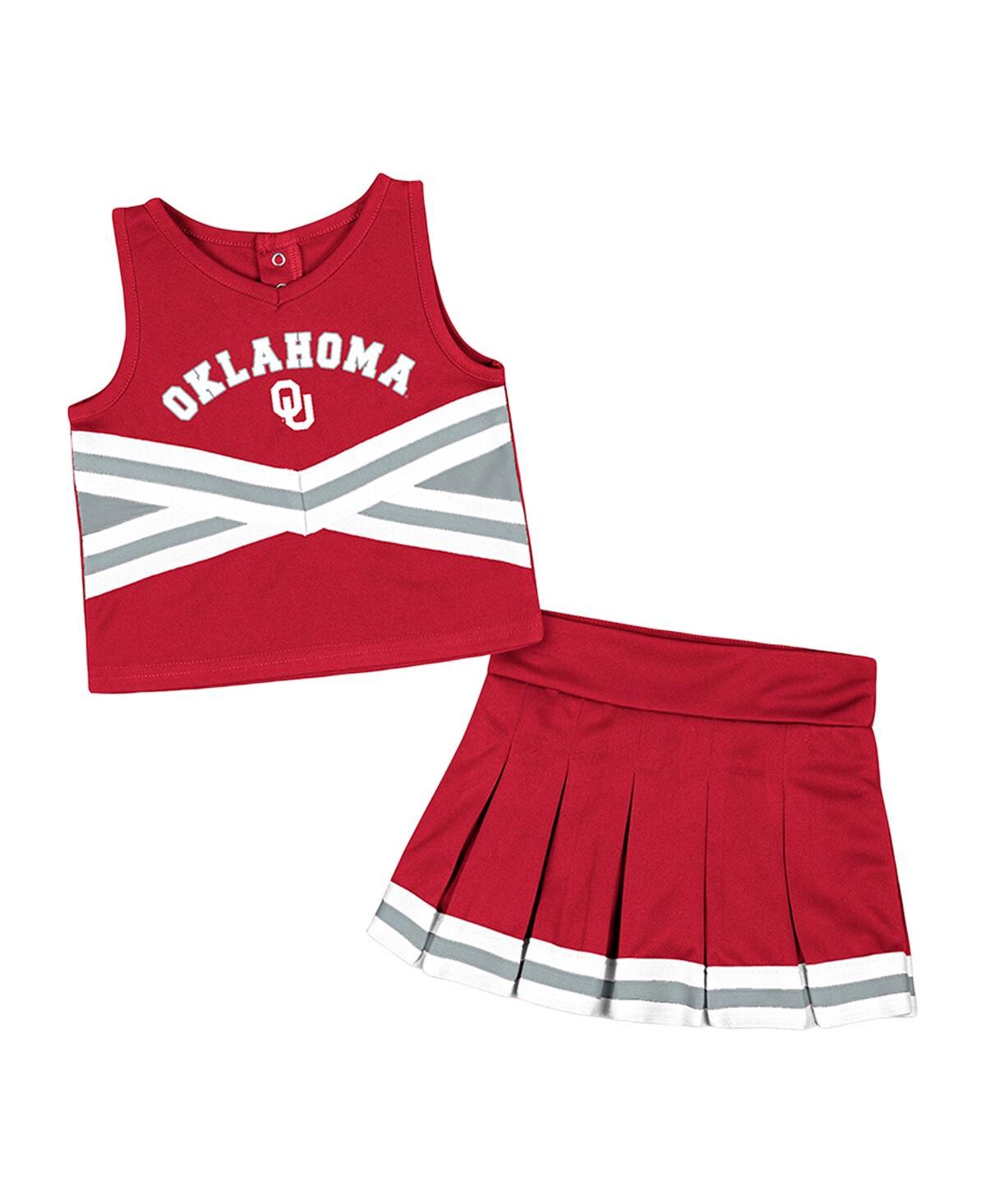 Colosseum Toddler Girls  Crimson Oklahoma Sooners Carousel Cheerleader Set In Crimson