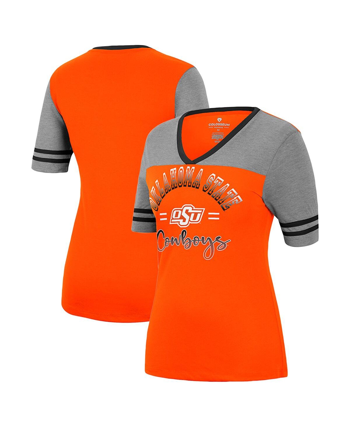 Women's Colosseum Orange, Heathered Gray Oklahoma State Cowboys There You Are V-Neck T-shirt - Orange, Heathered Gray