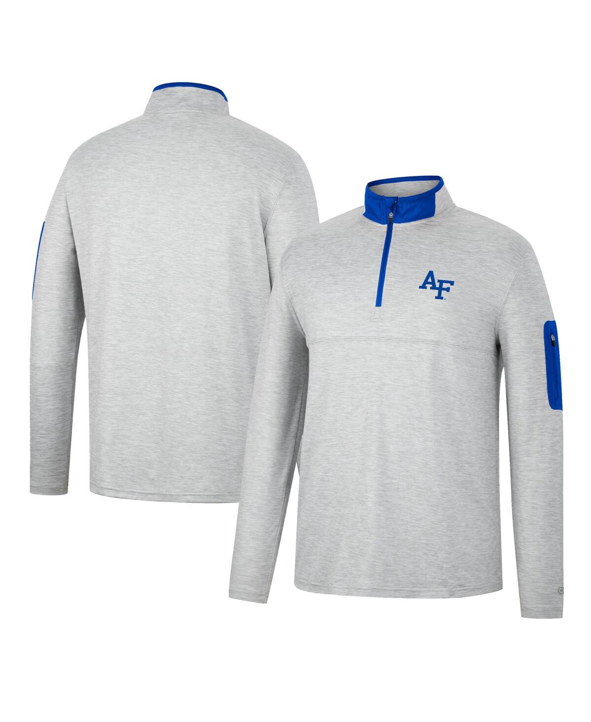 Shop Colosseum Men's  Heathered Gray, Royal Air Force Falcons Country Club Windshirt Quarter-zip Jacket In Heathered Gray,royal