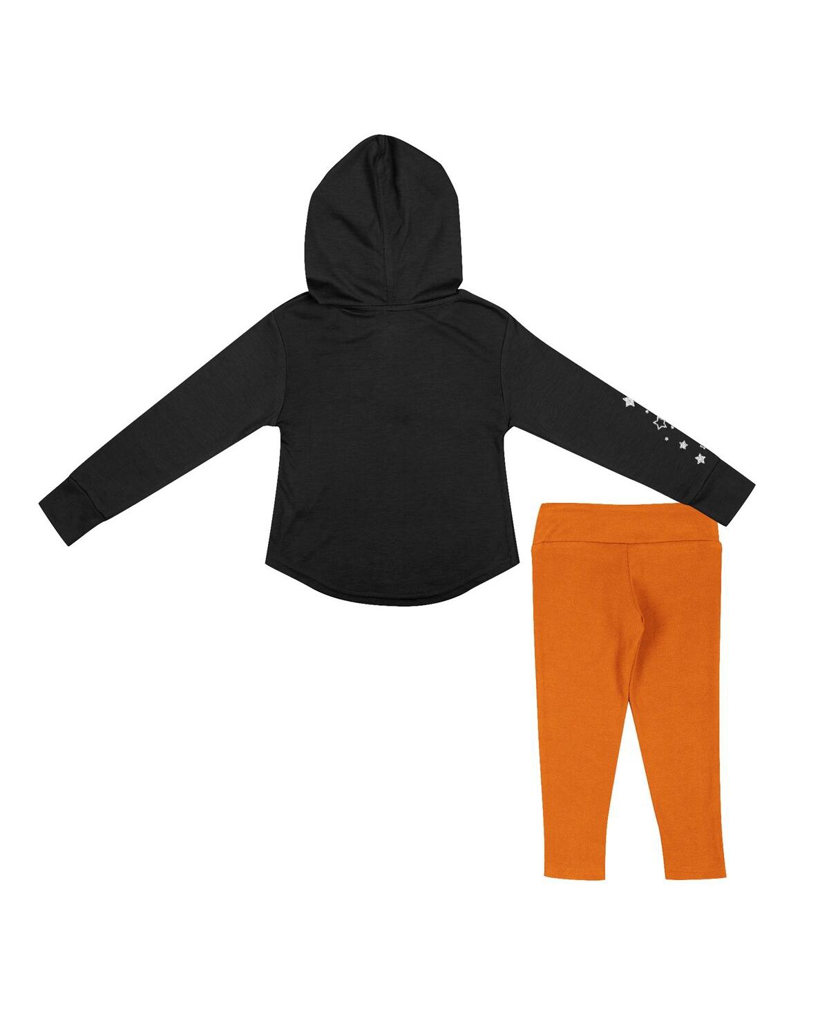 Shop Colosseum Toddler Girls  Black, Orange Texas Longhorns Most Delightful Way Long Sleeve Hoodie T-shirt In Black,orange