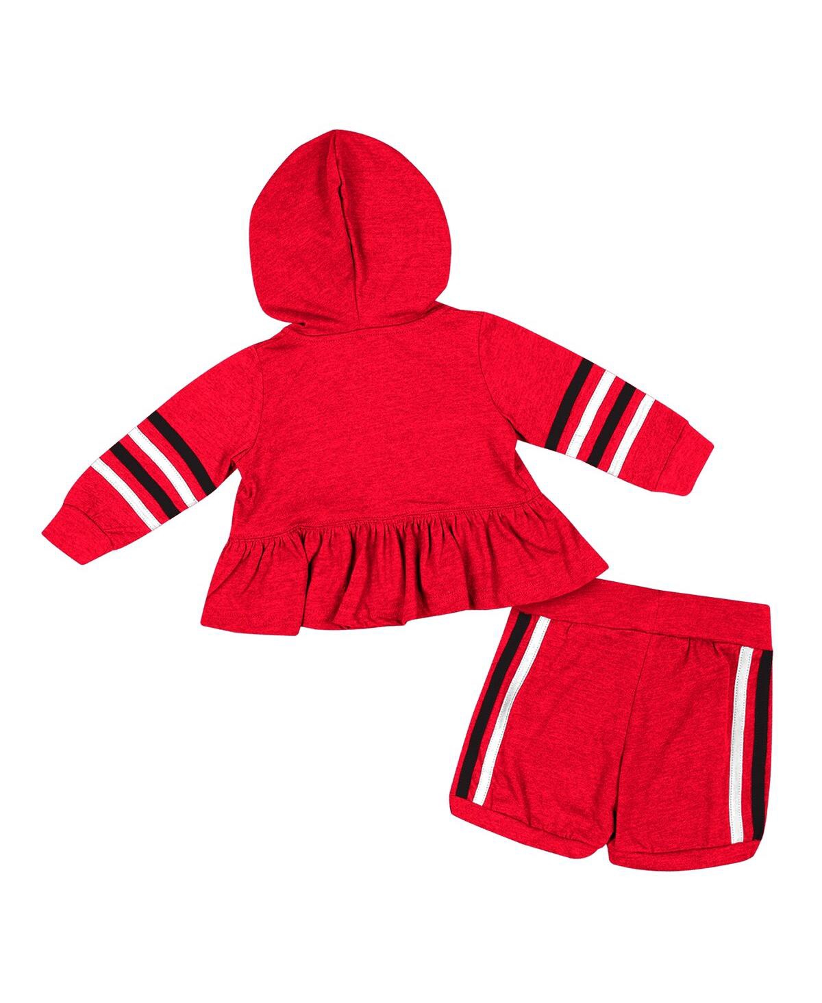 Shop Colosseum Girls Infant  Scarlet Nebraska Huskers Spoonful Full-zip Hoodie And Shorts Set