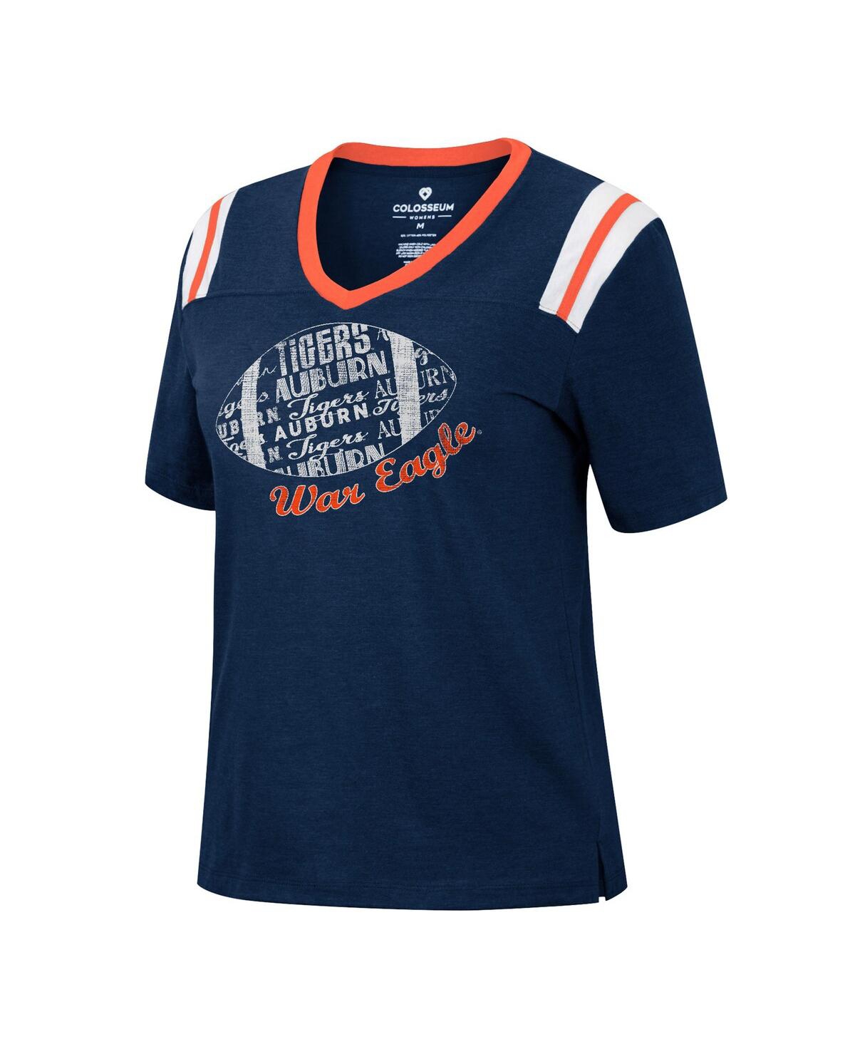 Shop Colosseum Women's  Heathered Navy Auburn Tigers 15 Min Early Football V-neck T-shirt