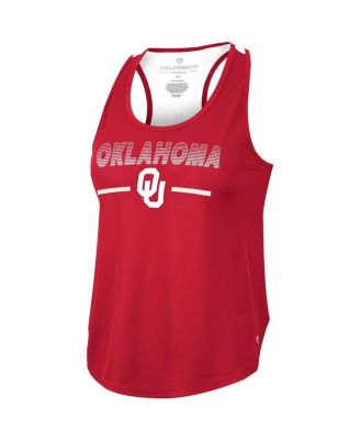 Women's Crimson Oklahoma Sooners Sachs 2-Hit Scoop Neck Racerback Tank Top