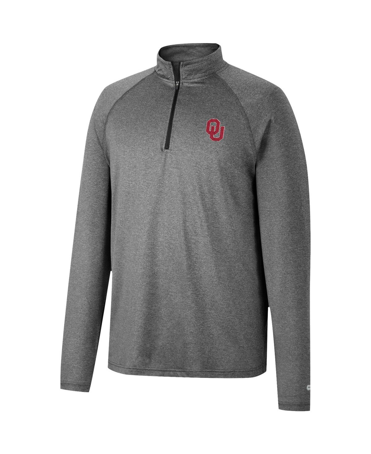Colosseum Men's  Heathered Gray Oklahoma Sooners Earth First Raglan Quarter-zip Windshirt In Heathered Gray