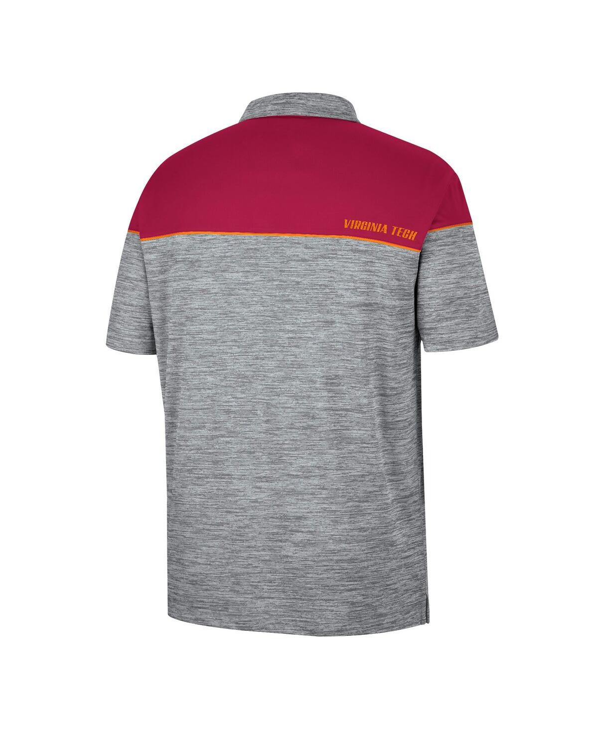 Shop Colosseum Men's  Heathered Gray, Maroon Virginia Tech Hokies Birdie Polo Shirt In Heathered Gray,maroon