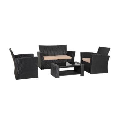 4-Piece Modern Patio Conversation Sofa Set with Cushions