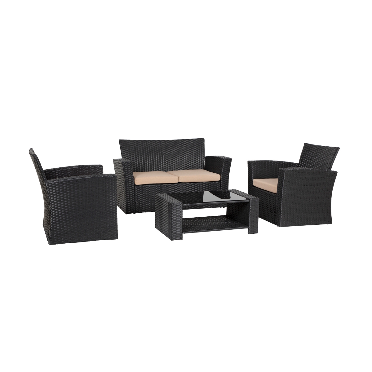WestinTrends 4-Piece Modern Patio Conversation Sofa Set with Cushions