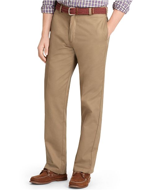 IZOD Men's American Classic-Fit Wrinkle-Free Flat Front Chino Pants ...