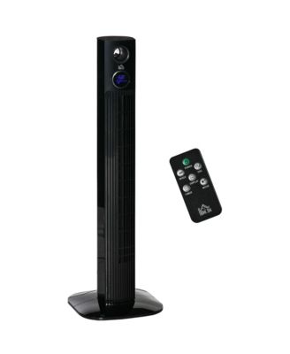 Freestanding Oscillating Tower Fan w/ 12H Timer, LED & Remote, Black