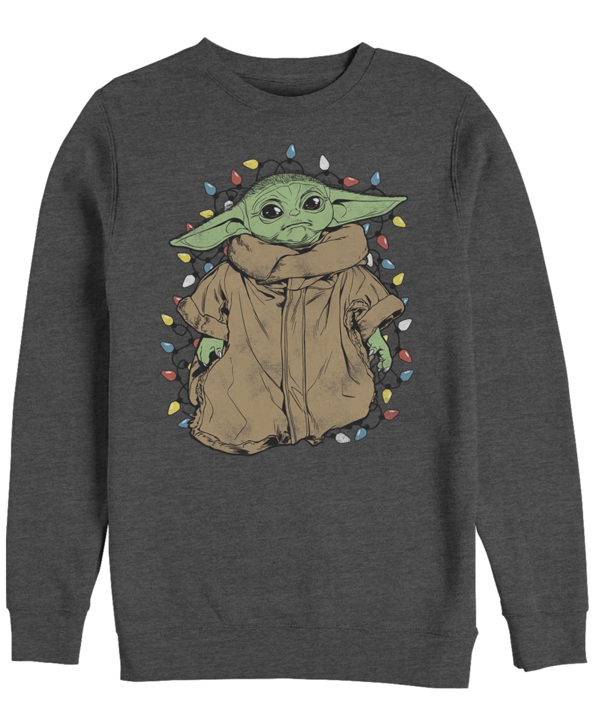 Men's Star Wars Mandalorian Tangled Crew Fleece Pullover - Charcoal Heather