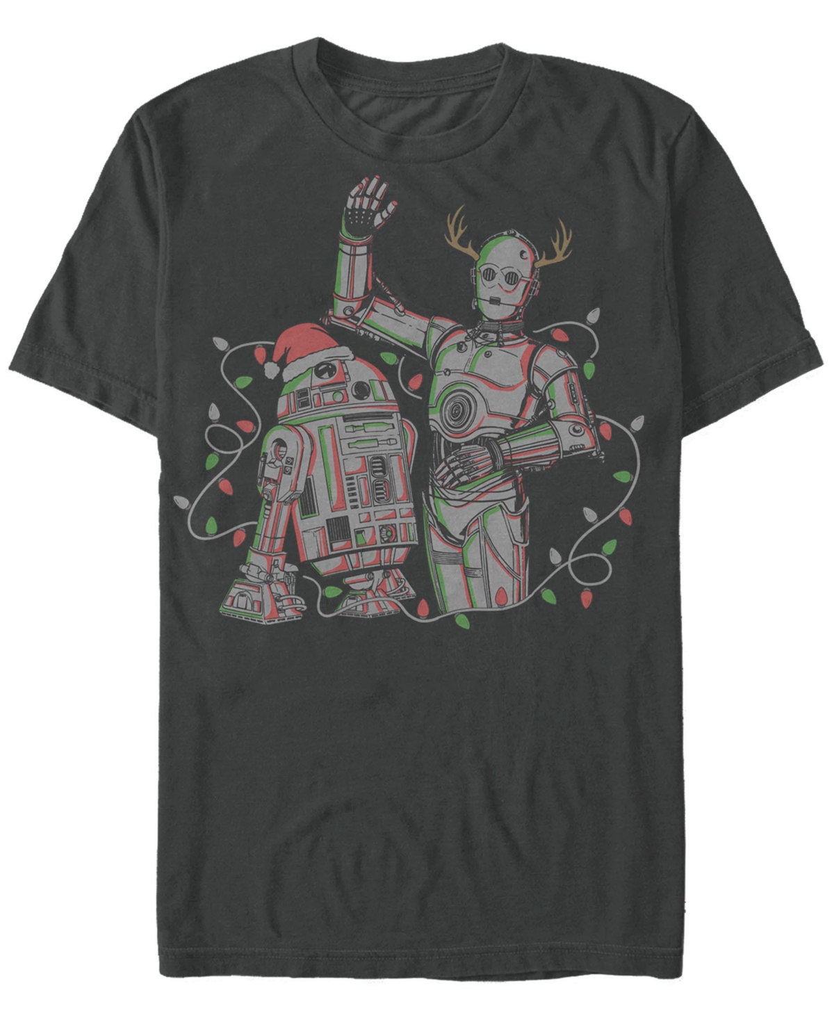 Fifth Sun Men's Star Wars Holiday Droid Short Sleeves T-shirt In Charcoal