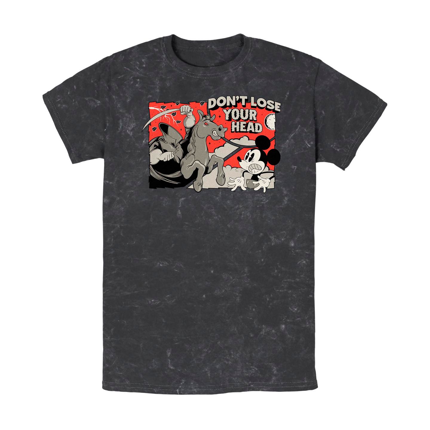 Мужская футболка Fifth Sun Mickey Classic Mickey and Headless Horseman Mineral Wash Short Sleeves, цвет: Чёрный — фото 1