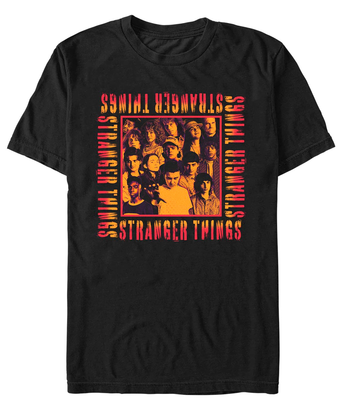 Fifth Sun Men's Stranger Things Stranger Text Square Short Sleeves T-shirt In Black