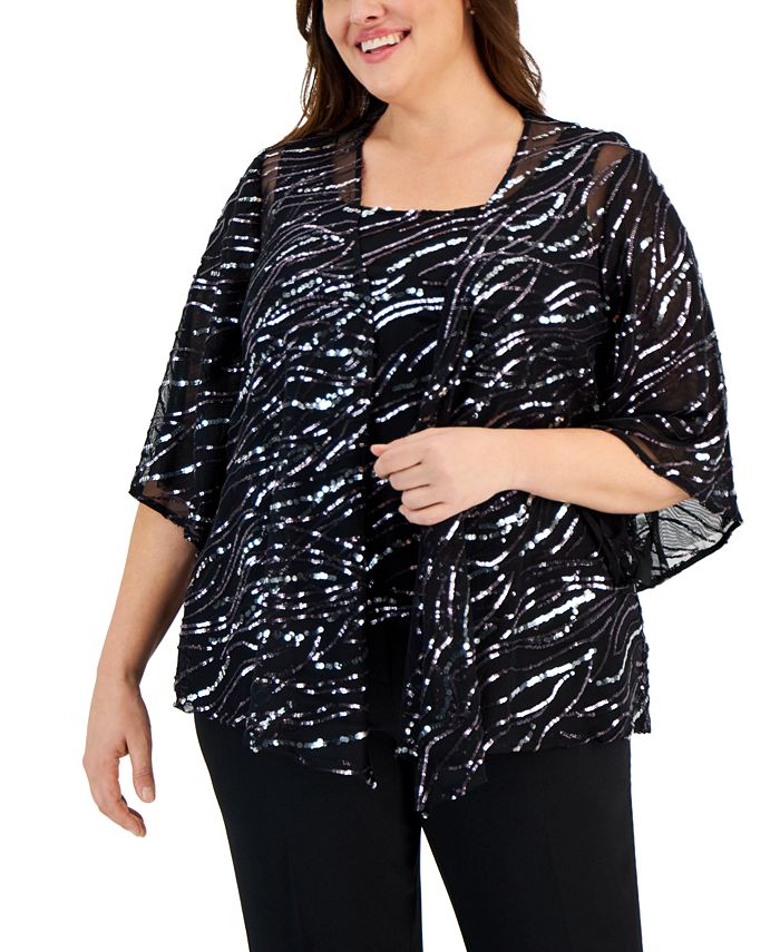 Alex Evenings Plus Size SequinDetail 3/4Sleeve Twinset Macy's