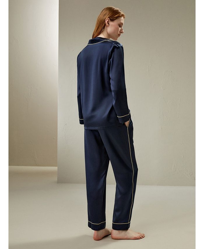 LILYSILK 22MM Gold Piping Silk Pajamas Set Macy's