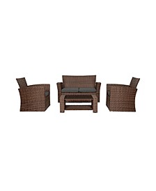 4-Piece set Outdoor Patio Wicker Rattan Conversation Sofa set with Coffee table