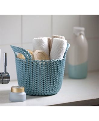 231981 Knit Round X-Small 3-Piece Basket Set, Extra, Misty Blue