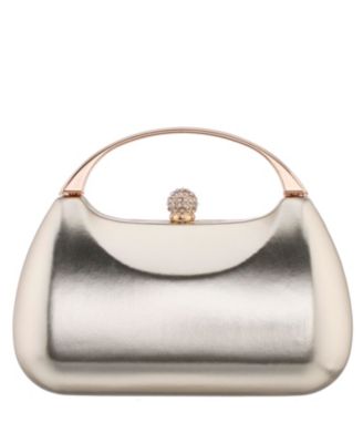 Women's Metallic Minaudiere bag with Metal Handle