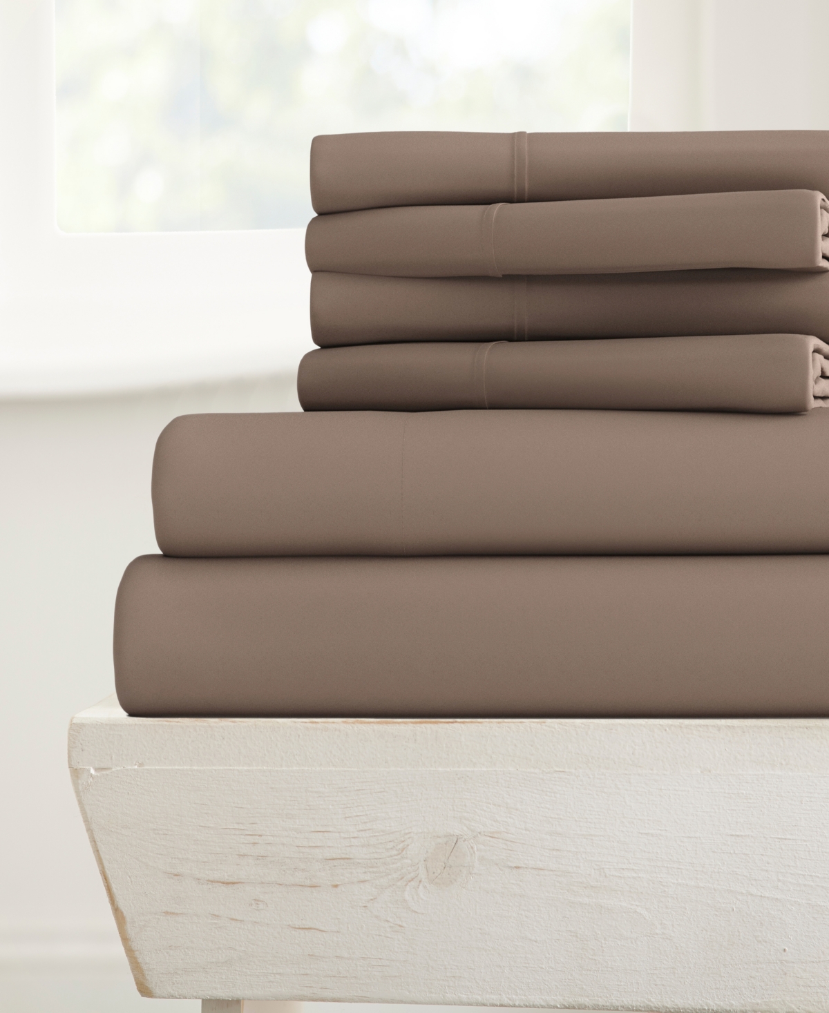 Solids in Style by The Home Collection 6 Piece Bed Sheet Set, California King - Taupe