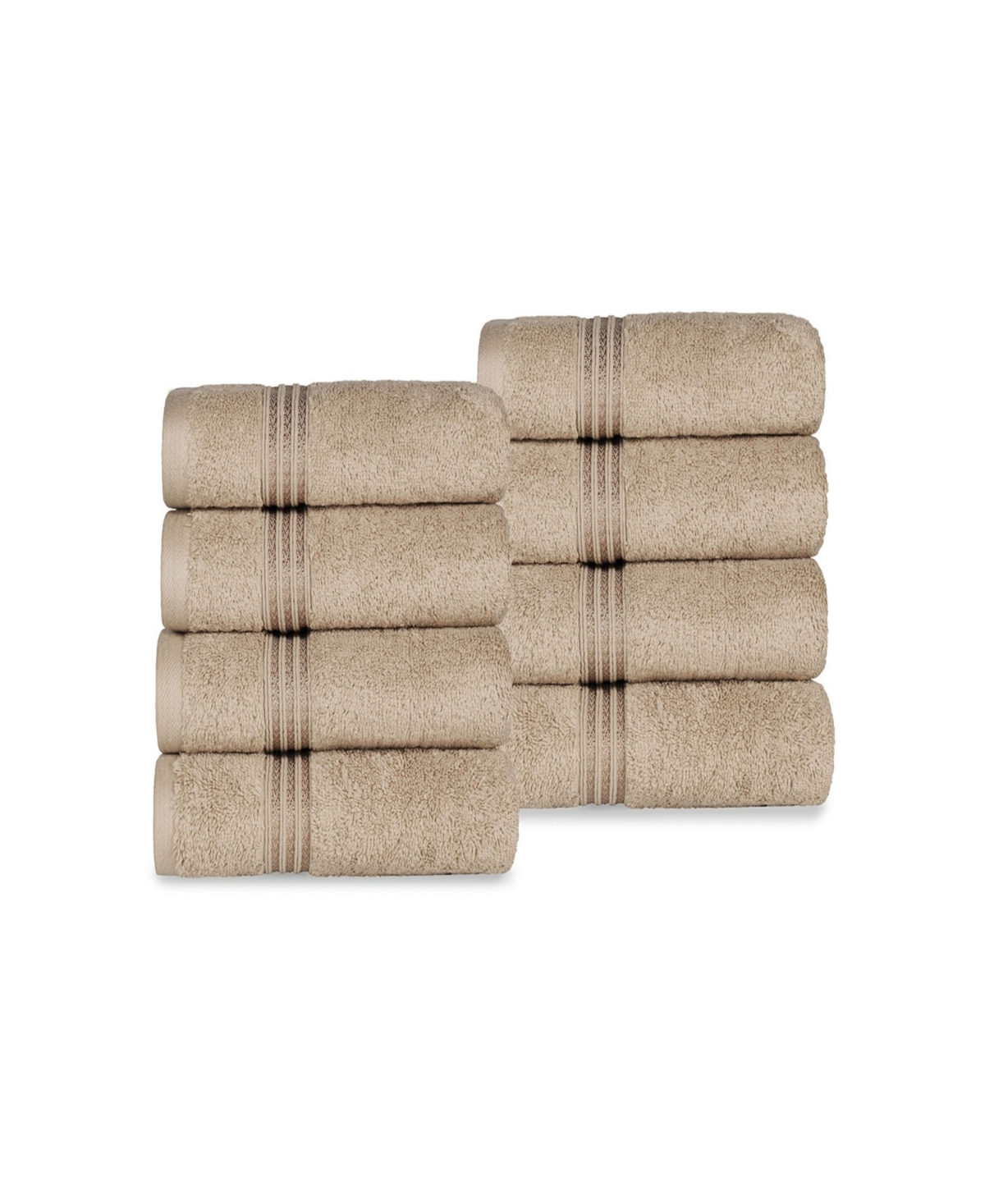 Superior Solid Quick Drying Absorbent 8 Piece Egyptian Cotton Hand Towel Set Bedding In Taupe