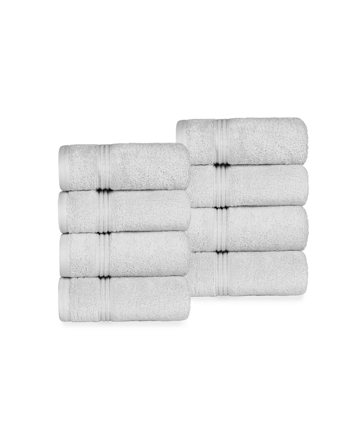 Superior Solid Quick Drying Absorbent 8 Piece Egyptian Cotton Hand Towel Set Bedding In Silver