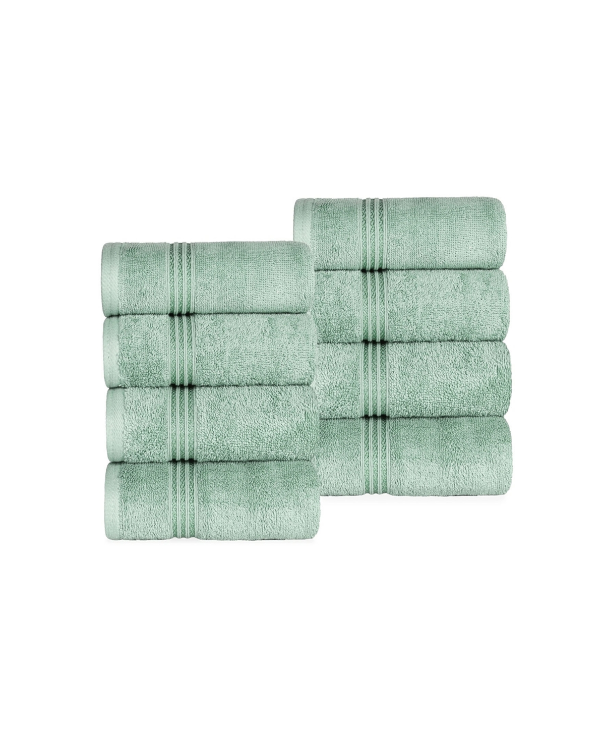 Superior Solid Quick Drying Absorbent 8 Piece Egyptian Cotton Hand Towel Set Bedding In Sage
