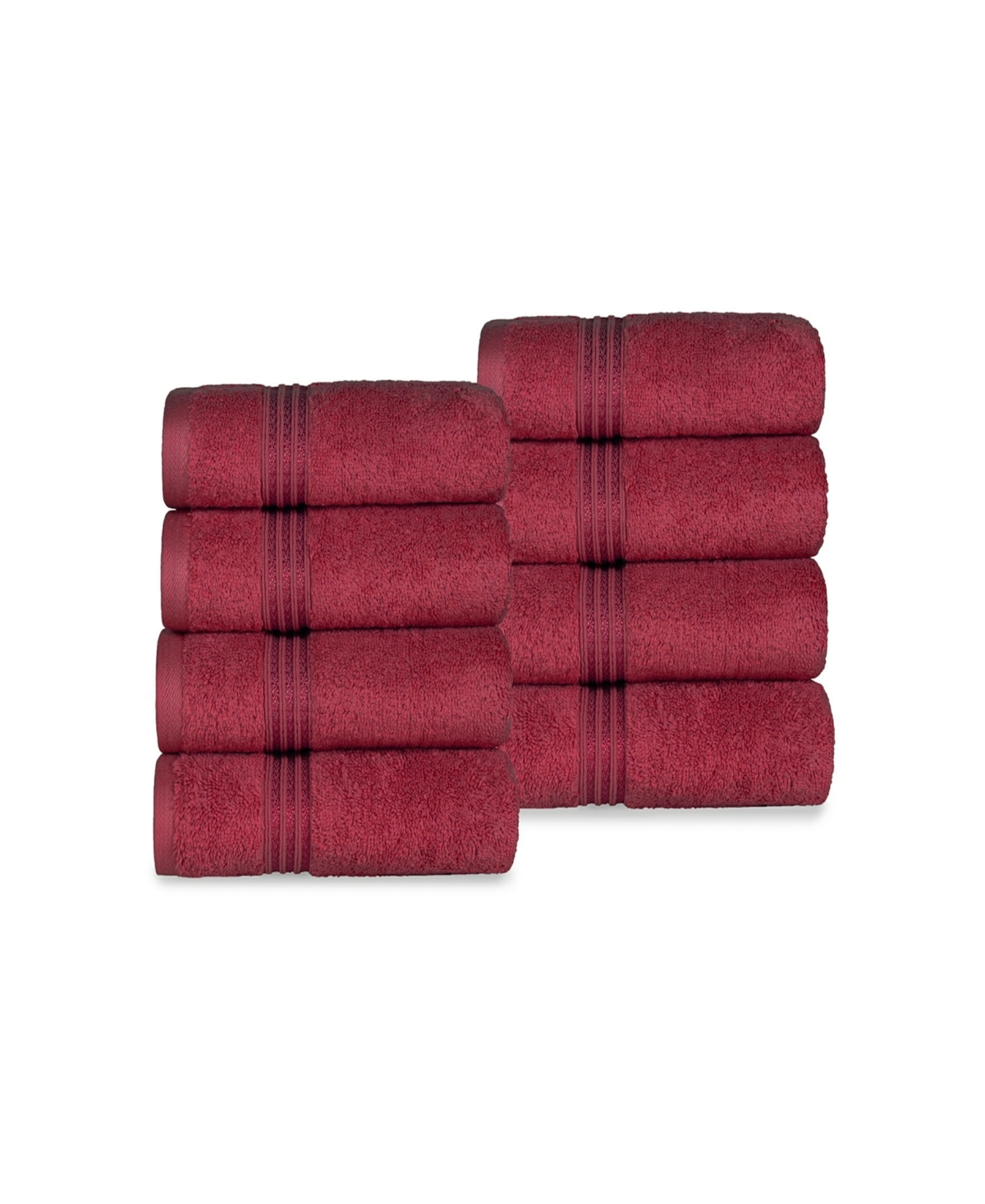 Superior Solid Quick Drying Absorbent 8 Piece Egyptian Cotton Hand Towel Set Bedding In Burgundy