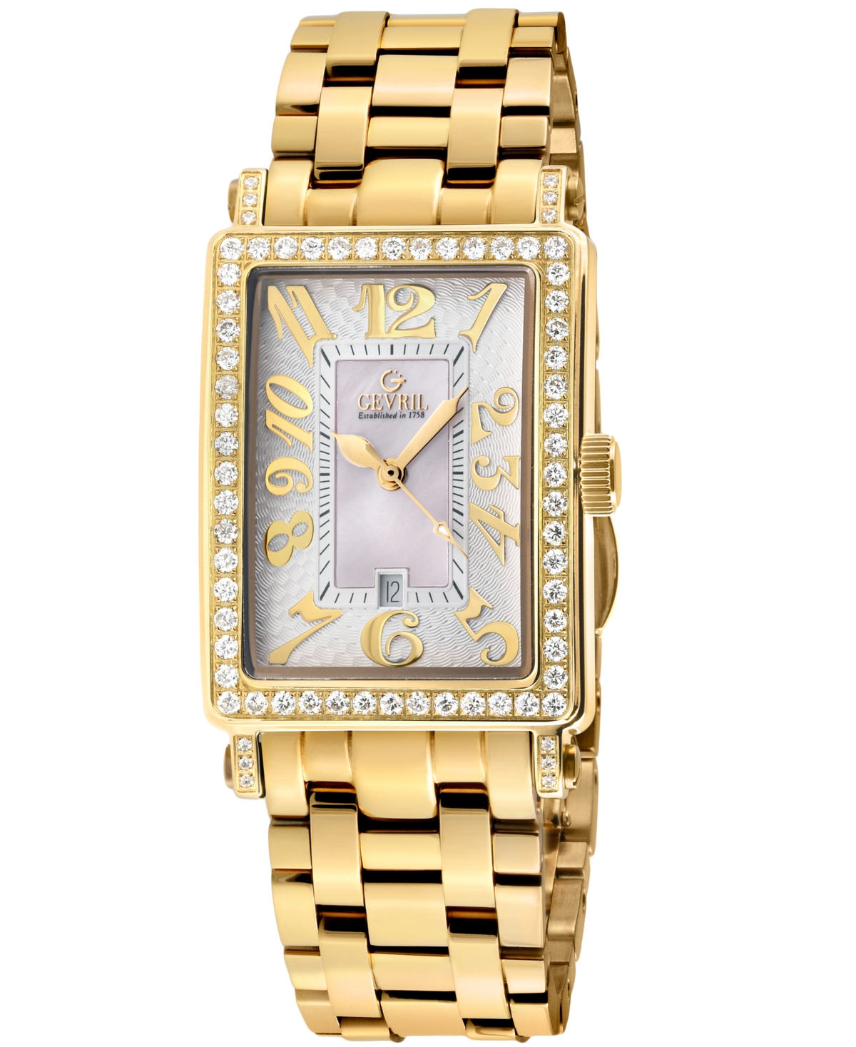 Gevril Women's Avenue Of Americas Mini Swiss Quartz Diamond Accents Ion Plating Gold-tone Stainless Steel B