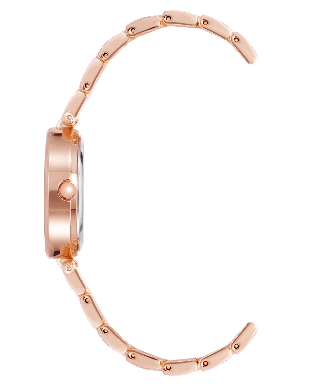 Anne Klein Women's Rose Gold-tone Alloy Bracelet With Burgundy Enamel And Crystal Accents Fashion Watch 34mm Se In Rose Gold-tone,burgundy