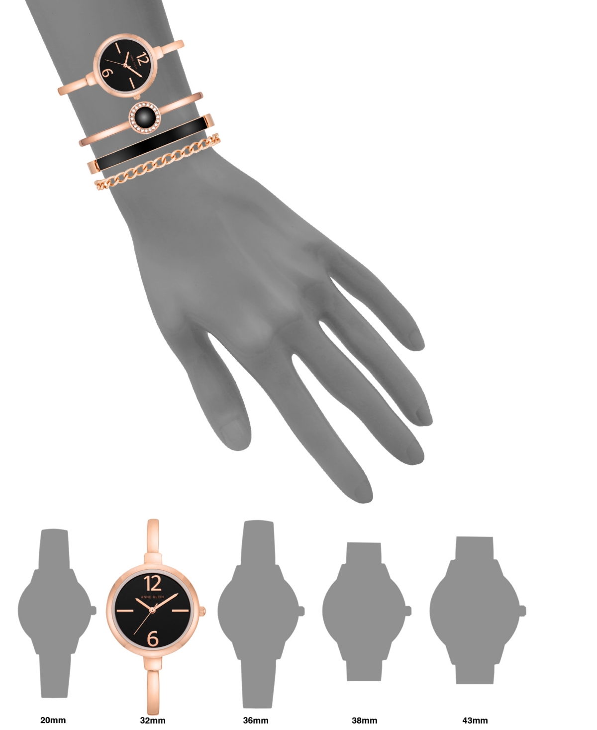 Anne Klein Women's Rose Gold-tone Alloy Bangle Fashion Watch 37mm Set 4 Pieces In Rose Gold