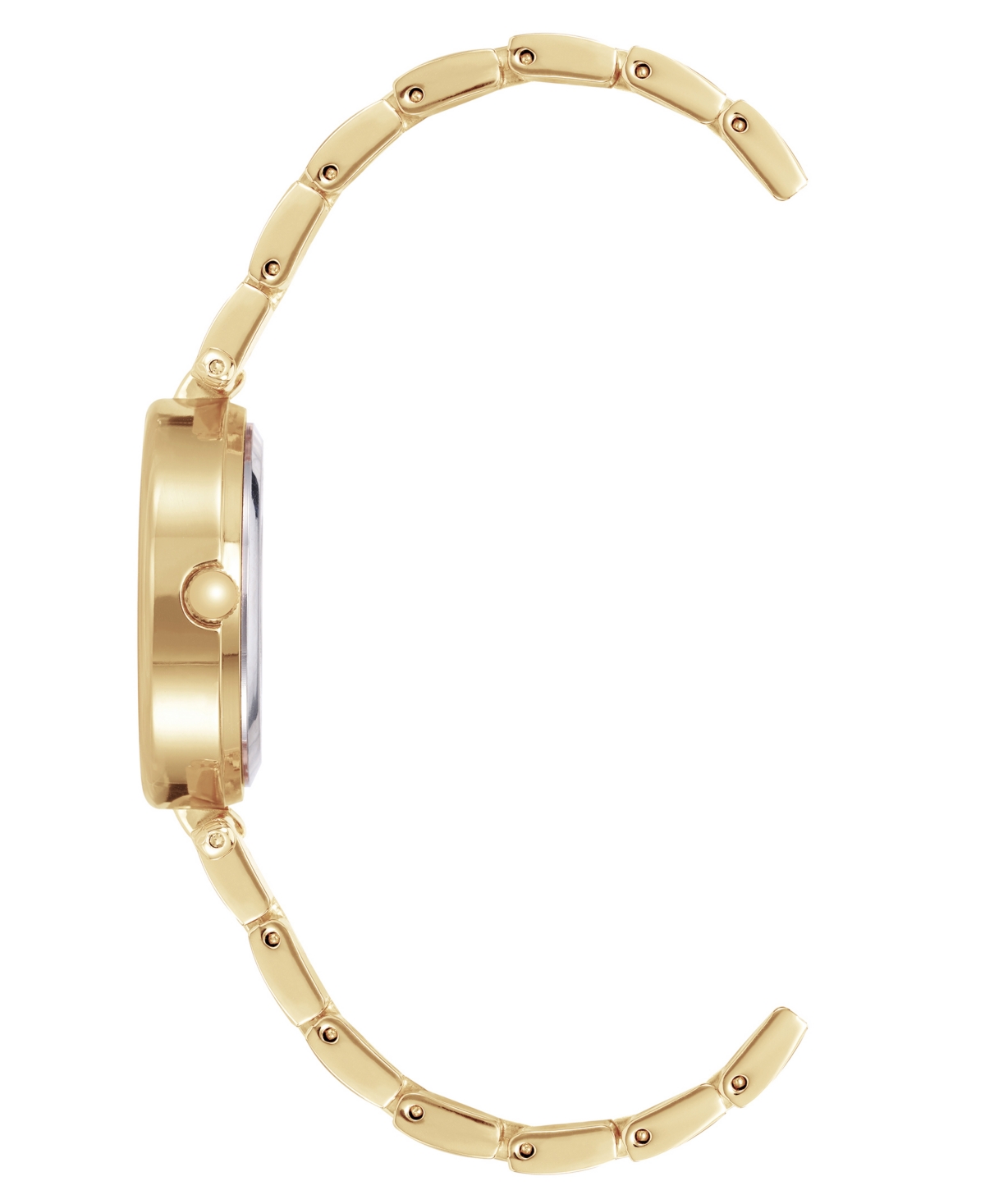 Anne Klein Women's Gold-tone Alloy Bracelet With Black Enamel And Crystal Accents Fashion Watch 34mm Set 4 Piec In Gold-tone,black