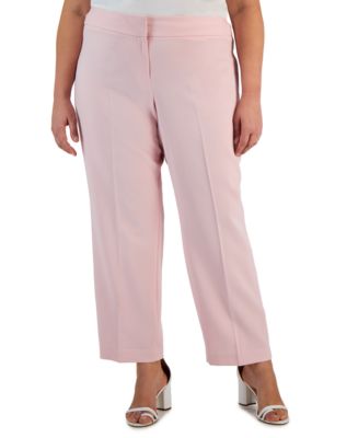 Kasper Plus Size Stretch Crepe Mid-Rise Ankle Pants - Macy's