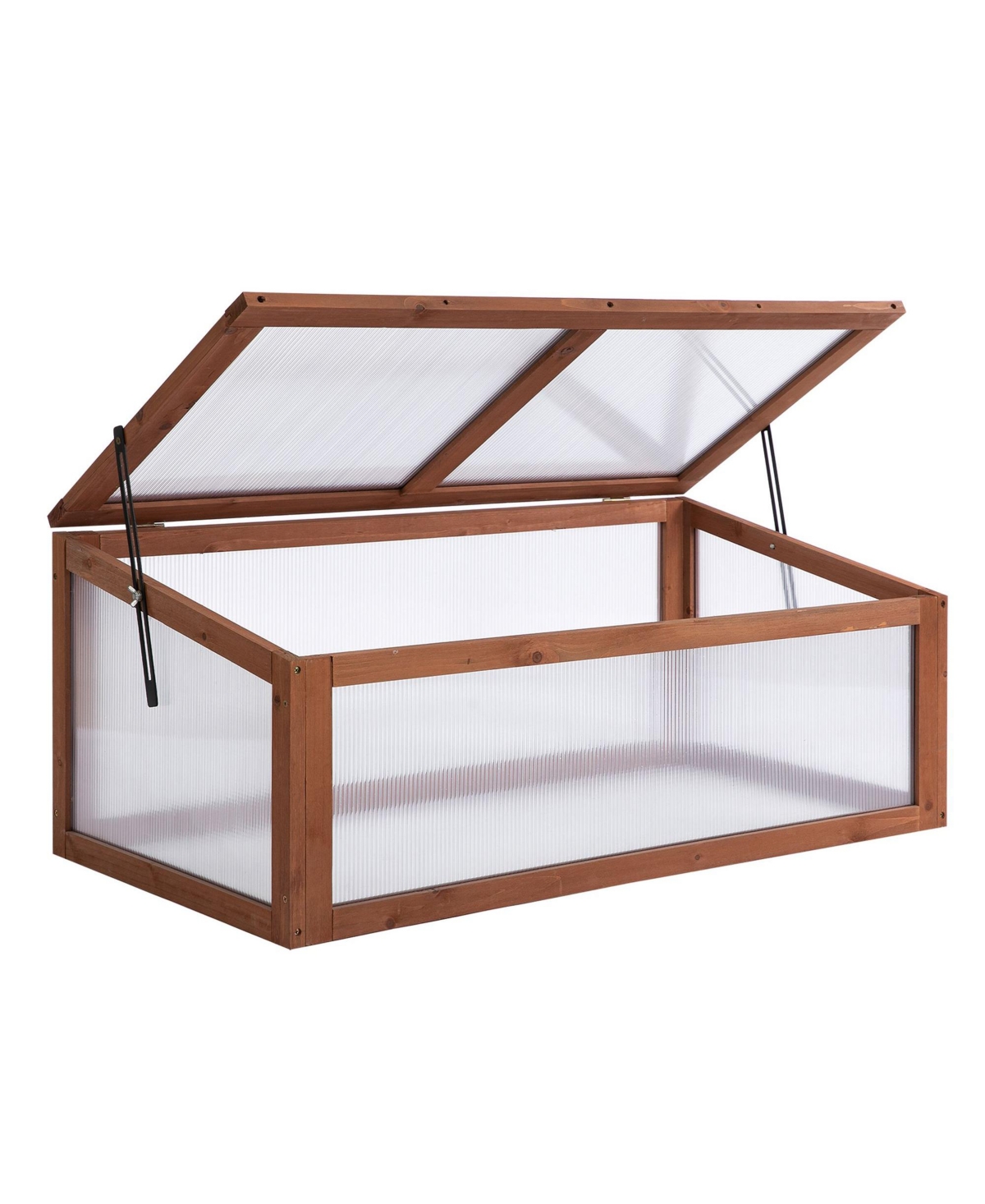 39" x 26" x 16" Wooden Cold Frame Greenhouse, Indoor Outdoor Terrarium - Brown