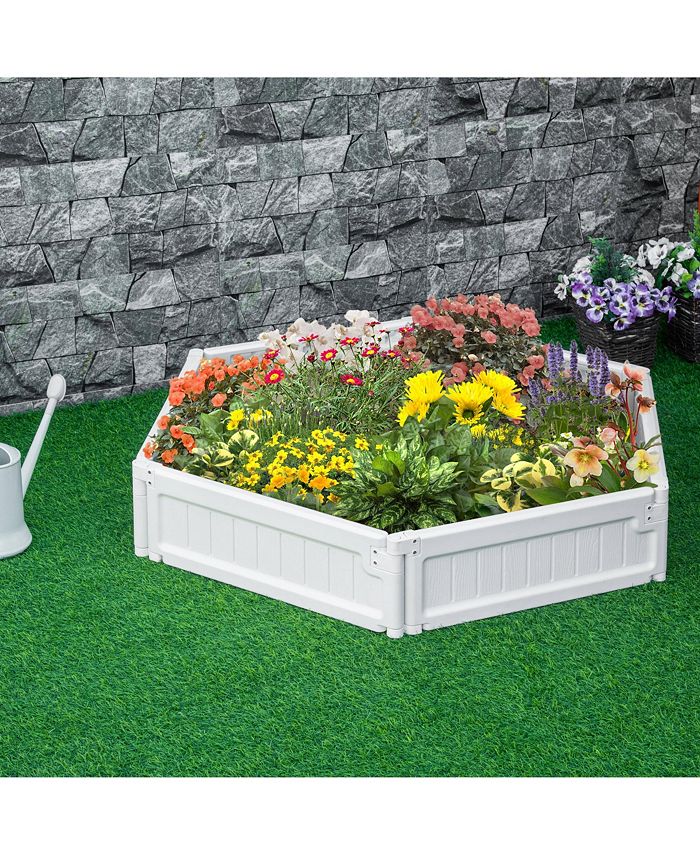 Outsunny 4' x 2' Raised Garden Bed, Plastic Open Planter Box, White
