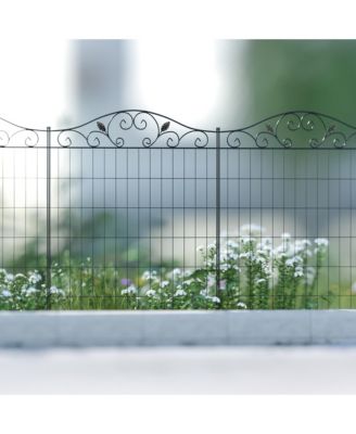 Backyard Garden Decorative Fencing with 4 Panels and Steel Wire Frame