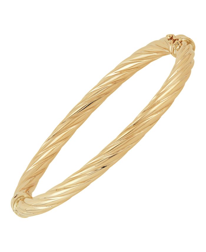 Italian Gold - Twist Hinge Bangle Bracelet in Italian 14k Gold or White Gold