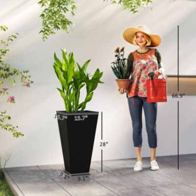 28" Tall Plastic Flower Pot, Set of 3, Large Outdoor & Indoor