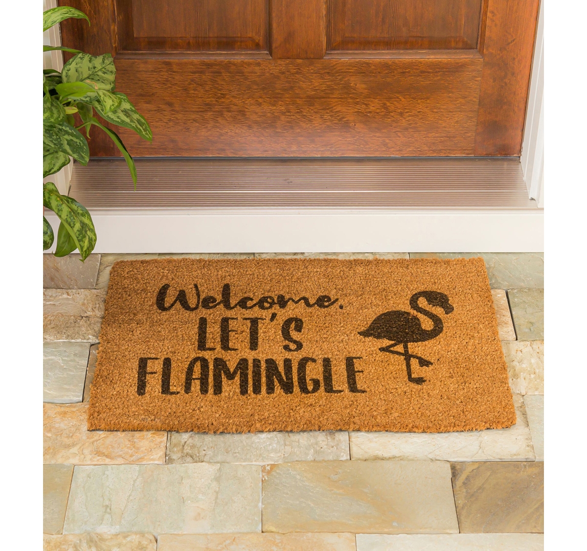 Evergreen "welcome, Let's Flamingle" In Multicolored