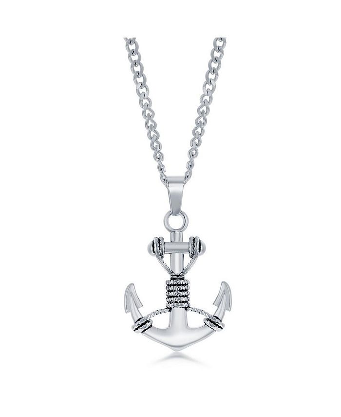 Blackjack Mens Stainless Steel Oxidized Anchor Necklace Macy's