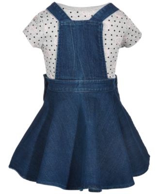 Little Girls 2-Pc. Denim Skirtall & T-Shirt Set