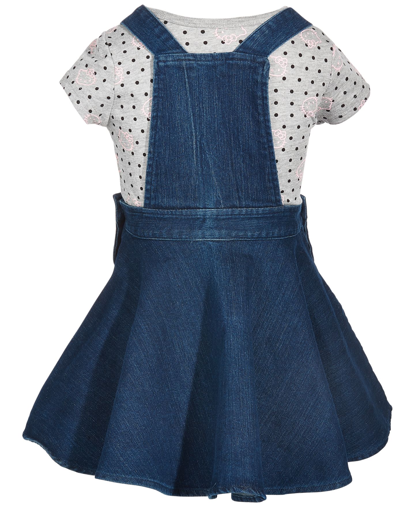Детский комплект Hello Kitty: футболка с коротким рукавом и джинсовое платье, 2T-4T, цвет: Джинсовый синий — фото 2