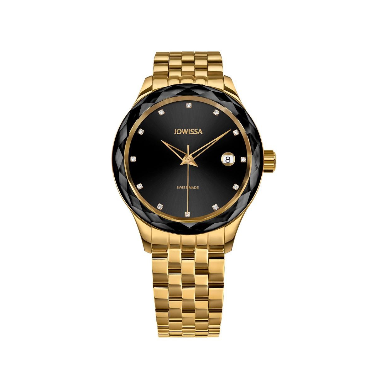 Tiro Swiss Gold Plated Ladies 38mm Watch - Black Dial - Black