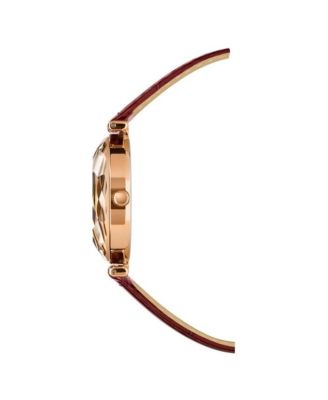 Facet Brilliant Swiss Rose Gold Plated Ladies 30mm Watch - Brugundy Dial